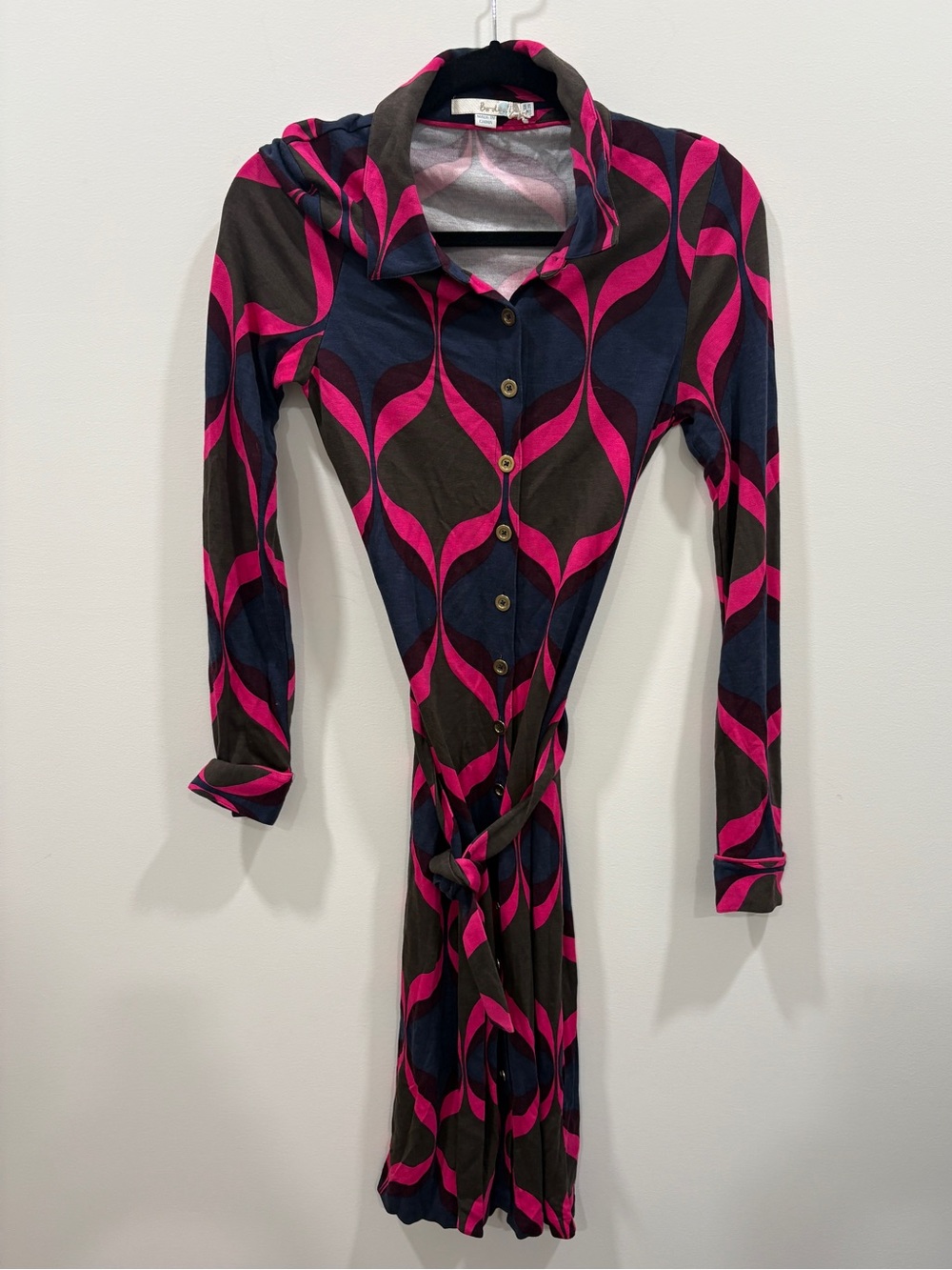 NWOT Boden Carnaby shirt dress in Navy, brown & Pink size 2